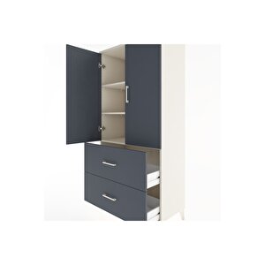 Hyperion Dolap 3 Raflı 2 Çekmeceli 2 Kapaklı 88x44x182 Aytaşı-antrasit