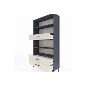 Arges Dolap 4 Raflı 3 Çekmeceli 88x30x163 Antrasit-aytaşı