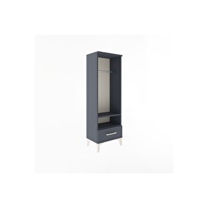 Arges Dolap 2 Raflı Tek Çekmeceli Tek Askılı 44x30x134 Antrasit-antrasit