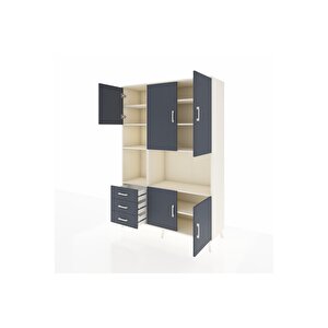 Hyperion Gardrop 9 Raflı 3 Çekmeceli 5 Kapaklı 132x44x195 Aytaşı-antrasit