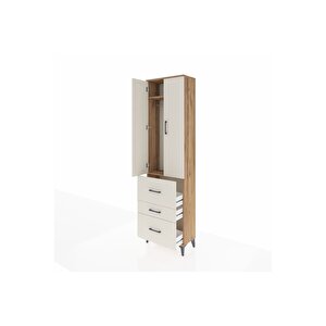 Arges Dolap 2 Raflı 3 Çekmeceli Tek Askılı 60x30x221 Çam-aytaşı