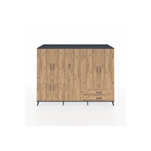 Kronos Dolap 12 Raflı 2 Çekmeceli 7 Kapaklı 220x59x163 Antrasit-çam