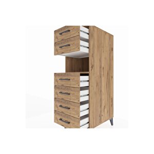 Kronos Dolap Tek Raflı 6 Çekmeceli 44x59x134 Çam-çam