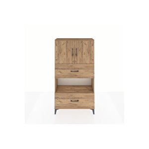 Arges Dolap 3 Raflı 2 Çekmeceli 2 Kapaklı 88x30x163 Çam-çam