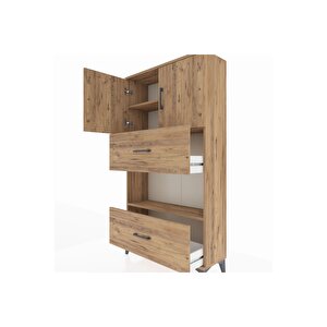 Arges Dolap 3 Raflı 2 Çekmeceli 2 Kapaklı 88x30x163 Çam-çam