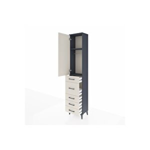 Arges Dolap 2 Raflı 5 Çekmeceli Tek Askılı 44x30x221 Antrasit-aytaşı