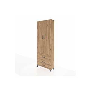 Arges Dolap Tek Raflı 3 Çekmeceli Tek Askılı 88x30x243 Çam-çam