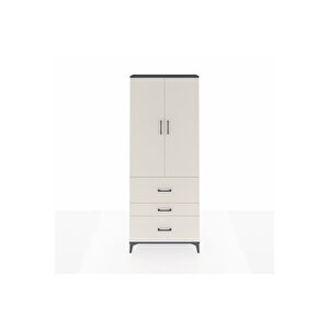 Arges Dolap 2 Raflı 3 Çekmeceli Tek Askılı 88x30x221 Antrasit-aytaşı