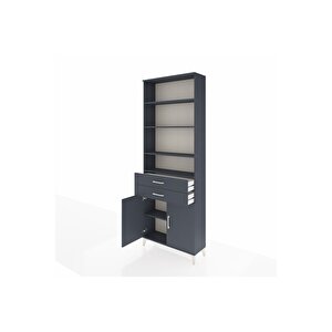 Arges Dolap 5 Raflı 2 Çekmeceli 2 Kapaklı 88x30x243 Antrasit-antrasit