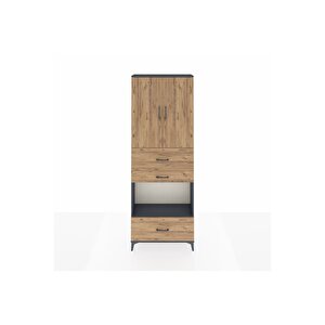 Arges Dolap 4 Raflı 3 Çekmeceli 2 Kapaklı 88x30x243 Antrasit-çam