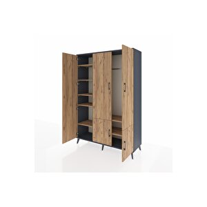 Hyperion Gardrop 7 Raflı 5 Kapaklı Tek Askılı 132x44x195 Antrasit-çam