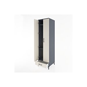 Hyperion Dolap 3 Raflı Tek Çekmeceli Tek Askılı 60x44x195 Antrasit-aytaşı