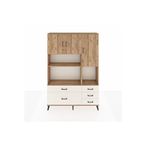 Arges Dolap 8 Raflı 5 Çekmeceli 3 Kapaklı 132x30x195 Çam-çam/aytaşı