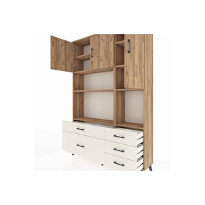 Arges Dolap 8 Raflı 5 Çekmeceli 3 Kapaklı 132x30x195 Çam-çam/aytaşı