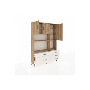 Arges Dolap 8 Raflı 5 Çekmeceli 3 Kapaklı 132x30x195 Çam-çam/aytaşı