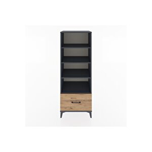 Hyperion Dolap 4 Raflı Tek Çekmeceli 60x44x163 Antrasit-çam