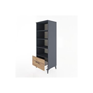 Hyperion Dolap 4 Raflı Tek Çekmeceli 60x44x163 Antrasit-çam