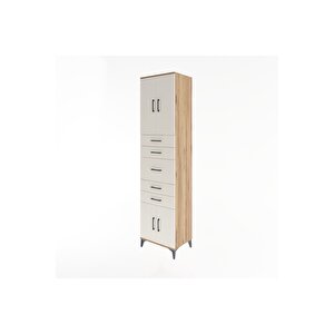 Hyperion Dolap 2 Raflı 5 Çekmeceli 4 Kapaklı 60x44x243 Çam-aytaşı
