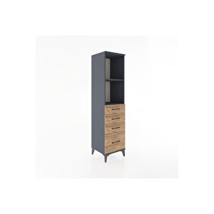 Hyperion Dolap 2 Raflı 4 Çekmeceli 44x44x182 Antrasit-çam