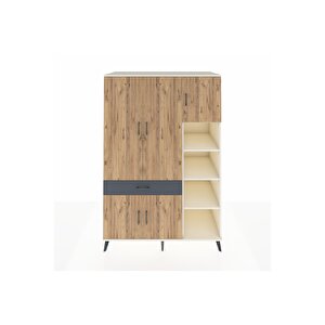 Kronos Dolap 10 Raflı Tek Çekmeceli 5 Kapaklı 132x59x195 Aytaşı-çam/antrasit