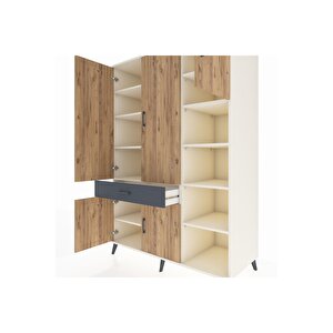 Kronos Dolap 10 Raflı Tek Çekmeceli 5 Kapaklı 132x59x195 Aytaşı-çam/antrasit