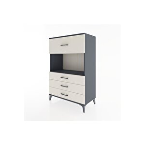 Hyperion Dolap Tek Raflı 4 Çekmeceli 88x44x134 Antrasit-aytaşı