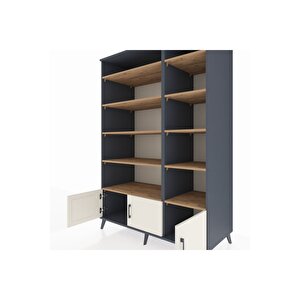 Kronos Dolap 10 Raflı 3 Kapaklı 132x59x195 Antrasit-aytaşı/çam