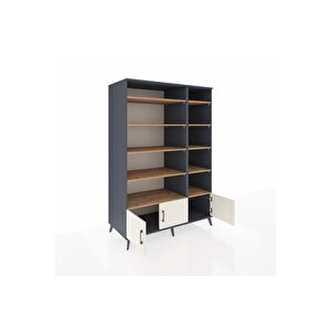 Kronos Dolap 10 Raflı 3 Kapaklı 132x59x195 Antrasit-aytaşı/çam