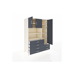 Kronos Dolap 9 Raflı 6 Çekmeceli 3 Kapaklı 132x59x195 Aytaşı-antrasit/antrasit