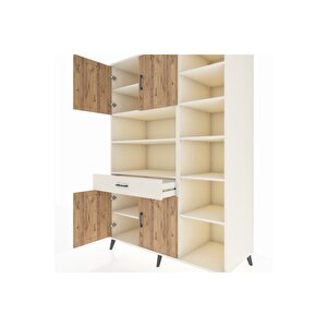 Kronos Dolap 10 Raflı Tek Çekmeceli 4 Kapaklı 132x59x195 Aytaşı-çam/aytaşı