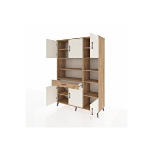 Hyperion Dolap 10 Raflı Tek Çekmeceli 6 Kapaklı 132x44x195 Çam-aytaşı/çam