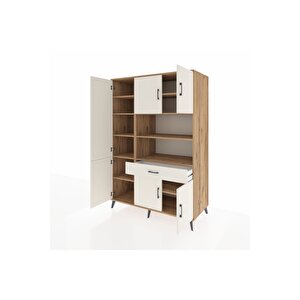 Kronos Dolap 10 Raflı Tek Çekmeceli 6 Kapaklı 132x59x195 Çam-aytaşı/aytaşı