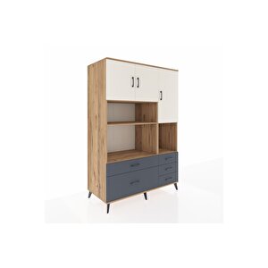 Kronos Dolap 8 Raflı 5 Çekmeceli 3 Kapaklı 132x59x195 Çam-aytaşı/antrasit