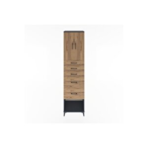 Hyperion Dolap 2 Raflı 5 Çekmeceli 2 Kapaklı 60x44x243 Antrasit-çam