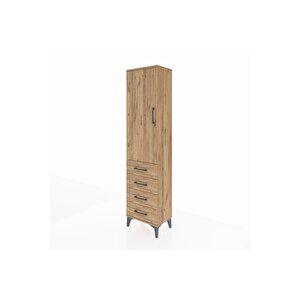 Arges Dolap Tek Raflı 4 Çekmeceli Tek Askılı 44x30x182 Çam-çam