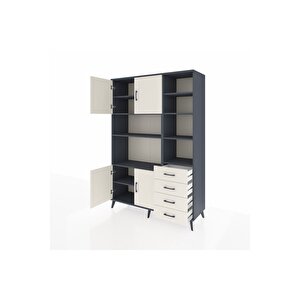 Hyperion Gardrop 9 Raflı 4 Çekmeceli 4 Kapaklı 132x44x195 Antrasit-aytaşı