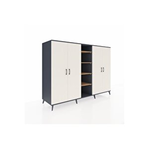 Kronos Dolap 12 Raflı 4 Kapaklı 220x59x163 Antrasit-aytaşı/çam