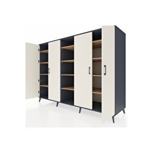 Kronos Dolap 12 Raflı 4 Kapaklı 220x59x163 Antrasit-aytaşı/çam