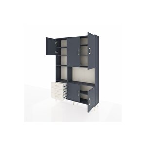 Arges Dolap 9 Raflı 3 Çekmeceli 5 Kapaklı 132x30x195 Antrasit-antrasit/aytaşı