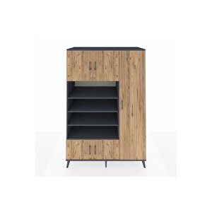 Kronos Dolap 11 Raflı 5 Kapaklı 132x59x195 Antrasit-çam/antrasit