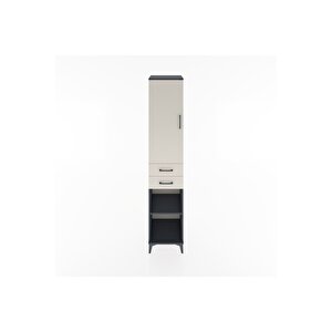 Hyperion Dolap 3 Raflı 2 Çekmeceli Tek Askılı 44x44x221 Antrasit-aytaşı