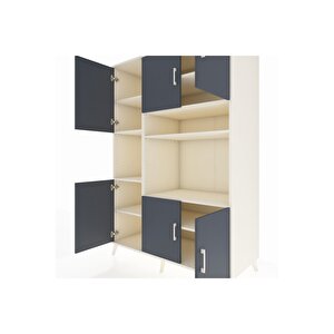 Kronos Dolap 9 Raflı 6 Kapaklı 132x59x195 Aytaşı-antrasit/aytaşı