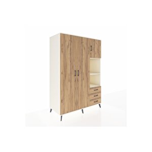 Kronos Dolap 5 Raflı 3 Çekmeceli Tek Askılı 132x59x195 Aytaşı-çam/çam