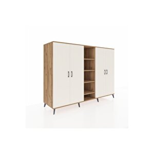 Kronos Dolap 12 Raflı 4 Kapaklı 220x59x163 Çam-aytaşı/çam