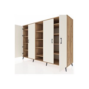 Kronos Dolap 12 Raflı 4 Kapaklı 220x59x163 Çam-aytaşı/çam