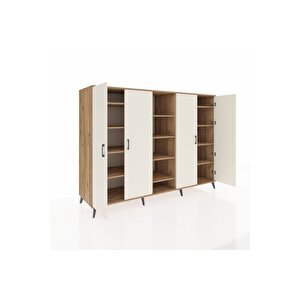 Kronos Dolap 12 Raflı 4 Kapaklı 220x59x163 Çam-aytaşı/çam