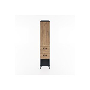 Hyperion Dolap 2 Raflı 2 Çekmeceli Tek Askılı 44x44x221 Antrasit-çam