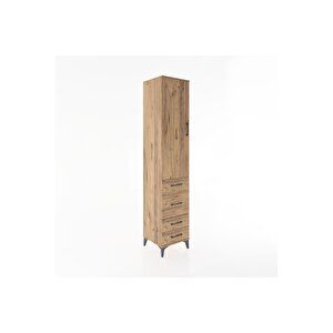 Hyperion Dolap 3 Raflı 4 Çekmeceli Tek Kapaklı 44x44x221 Çam-çam