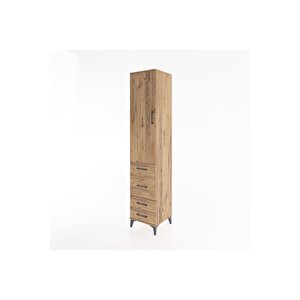 Hyperion Dolap 3 Raflı 4 Çekmeceli Tek Kapaklı 44x44x221 Çam-çam