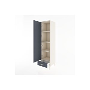Hyperion Dolap 4 Raflı Tek Çekmeceli Tek Kapaklı 44x44x182 Aytaşı-antrasit